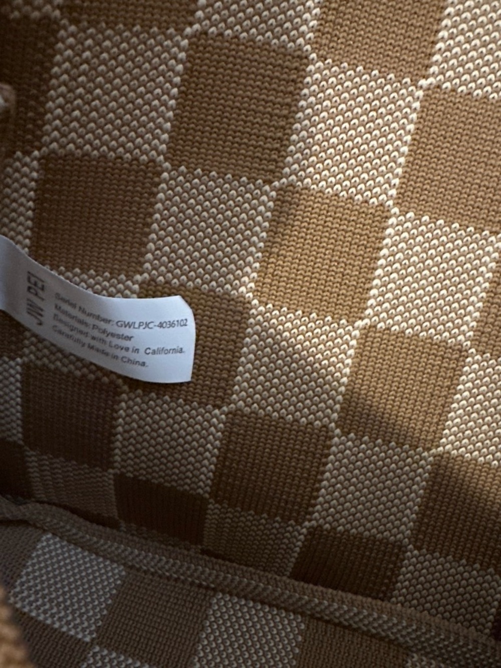 JW PEI Tan and Cream Checkered Shoulder Bag‎ - Picture 5 of 6